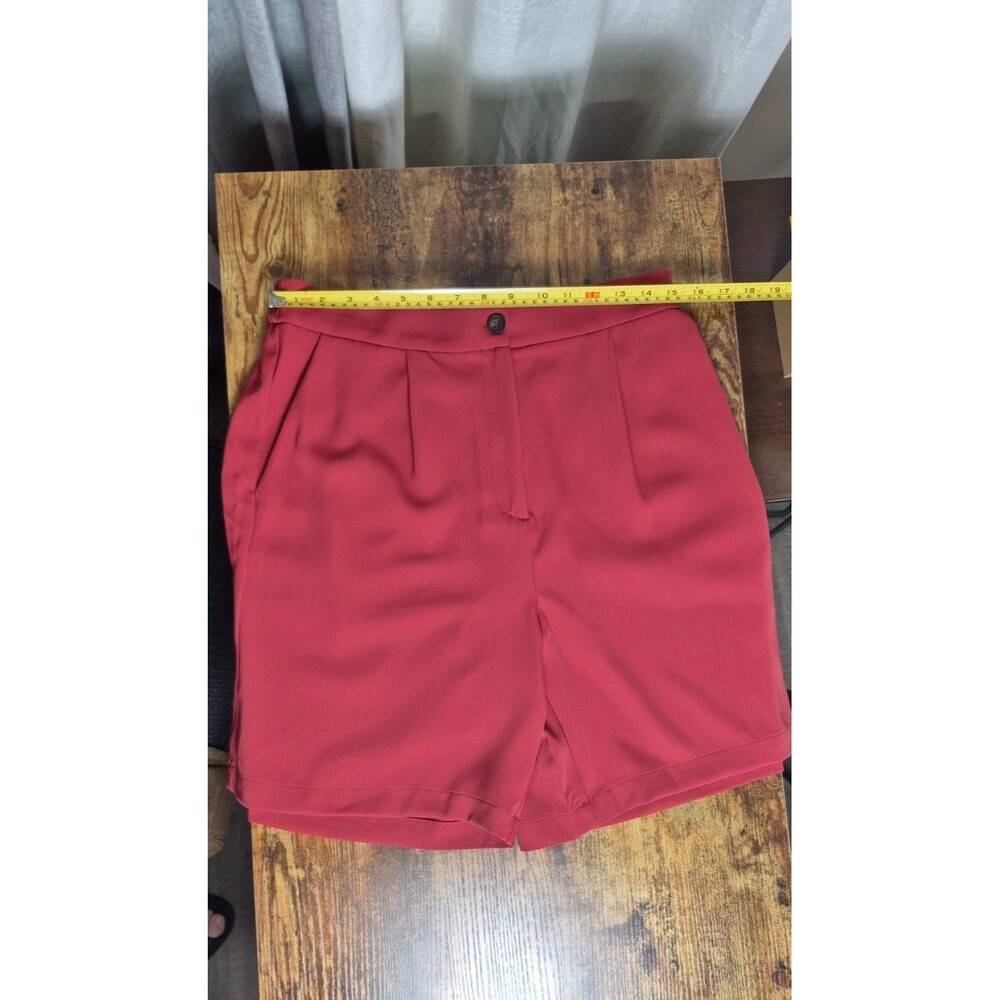 MELLODAY Women’s Size L Terracotta Red Tailored Shorts High Rise Pleated Career - Picture 3 of 9